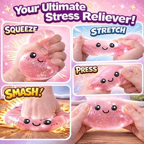 Dumpling Squishies, Glitter Dumpling, Glitter Dumplings Squishy with Box, Dumplings Sensory Squeeze Toy for Stress Relief Stretchy Desk Toys (Pink-1) thumbnail 4