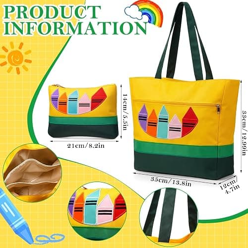 SilTriangle 2 Pcs Teacher Appreciation Week Gift Bags Nylon Crayon Tote Bag Makeup Bag Thank You Teacher End of Year Graduation Gift Back to School Tote Bags with Internal Compartments and Zipper thumbnail 4