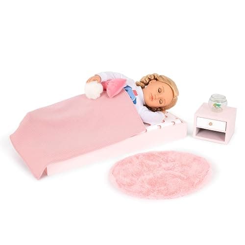 Our Generation – 18-Inch Doll Accessories – Dollhouse Furniture – Platform Bed & Nightstand – Pretend Play 3+ Years– Sweet Snuggles Bedroom Set thumbnail 4