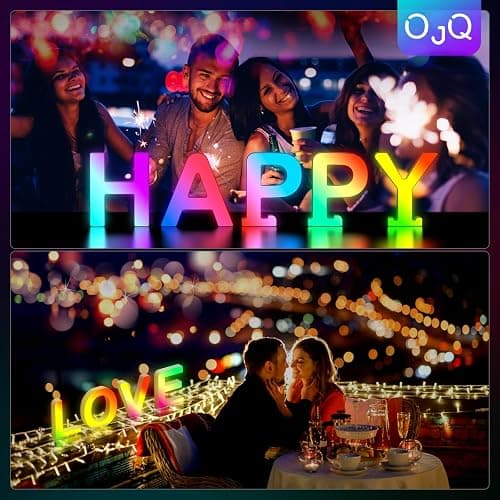 OJQ Light Up Letters LED Letter - Marquee Letters Room Decor Alphabet Letter Music Sync Color Change Colorful - Christmas Birthday Gifts for Girl - Teen Girls Gifts Party Home Wall Decor thumbnail 2