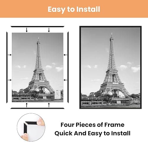 upsimples 20x28 Picture Frame Black 3 Pack, Scratch-Proof Poster Frames 20 x 28 for Photo Gallery - Slide-In Strips, Horizontal or Vertical Wall Mounting thumbnail 4