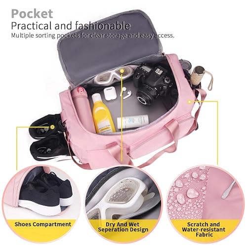 FIORETTO Women's Gym Duffle Bag with Shoes Compartment, 37L Capacity, Ideal for Travel, Gym, Sports, Duffel, Weekender thumbnail 4