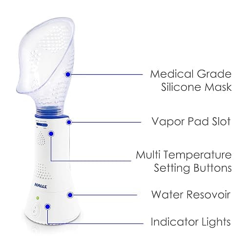 Crane x Halls Personal Vaporizer Steam Inhaler, Throat Steamer, Warm Steam Sinus Inhaler for Congestion and Cough Relief, Vapor Pad Compatible, Vocal Steamer for Singers thumbnail 2