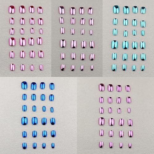 120 Pieces Fake Nails for Girls Metallic Mirror Chrome Kid Nails Press on Pre-glue Children Artificial False Nails Short Oval Full Cover Acrylic Stick on Nail Tips Kit for Little Girl Toys thumbnail 4