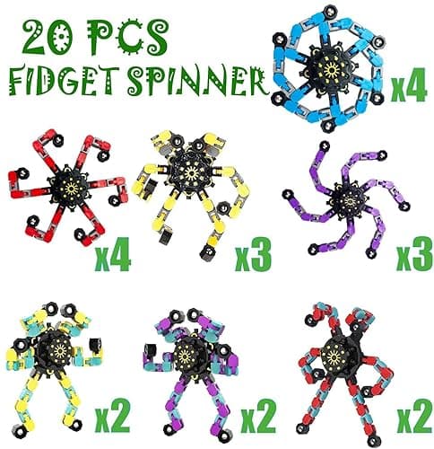 10 Pcs Transformable Fidget Spinner, Fidget Toys Bulk for Adults, Transformable Chain Robot Finger Toy DIY Deformation Robot Mechanical Spinners Stress Relief Fidget Toy for Teens Adults thumbnail 6
