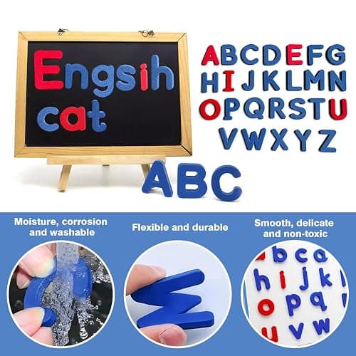 Lot de 79 chiffres magnétiques colorés de l'alphabet - Lettres et chiffres - Jouet éducatif ABC pour enfants thumbnail 5