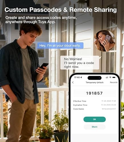 Fingerprint Door Lock, Smart Door Knob with Keypad Keyless Entry, Biometric Door Lock with App Control & Passcode, 4-in-1 Electronic Door Handle for Bedroom, Office, Apartment, Hotel – Modern Design thumbnail 7