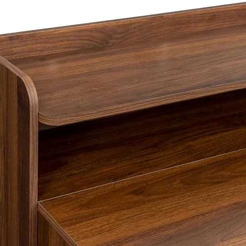Pvillez Walnut Extendable Dining Room Table, 98.43" Expandable Dining Table with Storage Shelf, Rectangle Farmhouse Kitchen Table Extendable Wood Console Table Convertible Long Dining Table for 6 8 10 - Type1-walnut thumbnail 7