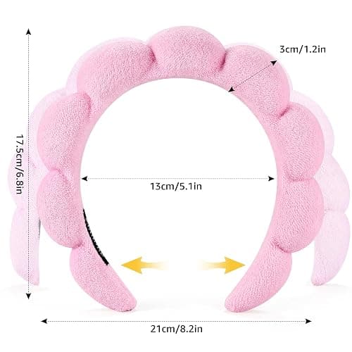 Ztomine Spa Headbands for Washing Face or Facial, Set of 2 Skincare Headbands, Terry Cloth Headband Wash Combo Pack - Puffy Makeup Washing, Mask, Skin Treatment (Black & Pink) thumbnail 2
