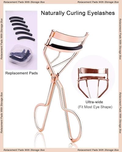 TPPICK Eyelash Curler Kit Metal Lash Curlers with Mascara Applicator Eyelashes Separator Comb & 6 Replacement Refill Pads (Rose Gold) thumbnail 2