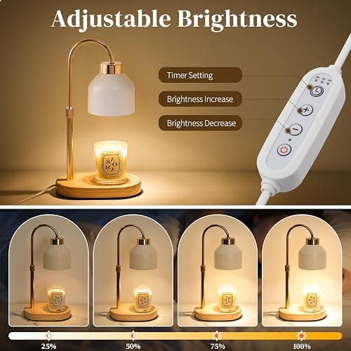 Seniny Electric Candle Warmer Lamp with Timer Dimmable, Adjustable Height Lamp Candle Warmer for Jar Candles, Home Decor Warming Light, Flameless Wax Melter Lamps, Christmas Birthday Gifts for Women thumbnail 5
