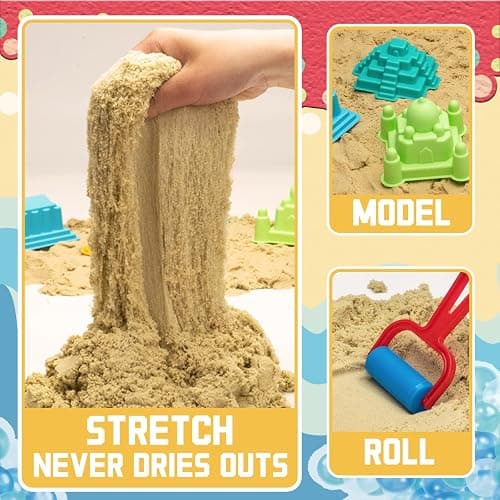 Ocean&Sand Sensory Bin with Lid, 42 Pcs Sensory Sand Kit with Sea Animals for Kids, Birthday Christmas Gifts for Boys Girls, Preschool Learning Activities Tools Box, Outdoor Sandbox Toys for Toddlers thumbnail 2