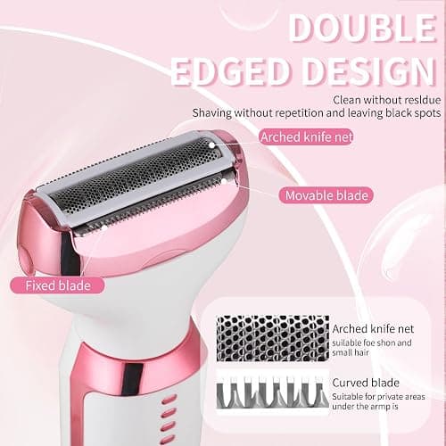 Beanify Electric Razors LED Display for Women Men, 2025 Wet/Dry Lady Electric Shaver,4 in 1 Cordless Hair Remover with IPX7 Waterproof,Smooth & Silky Portable Bikini Electric Grooming Set thumbnail 5