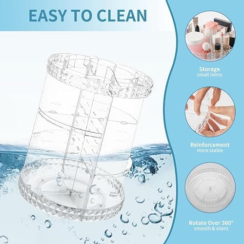 V-HANVER 360 Rotating Makeup Organizer Perfume Organizer Clear Cosmetic Storage Display Case Large Capacity Acrylic Beauty Holder Adjustable Partition Height for Bedroom Dresser or Bathroom Vanity - Clear thumbnail 6