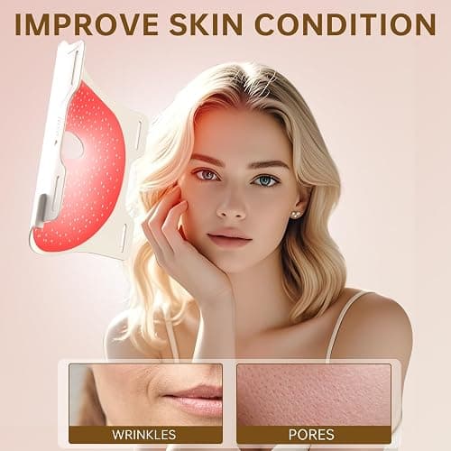 VYM Red Light Therapy for Face: Super Lightweight 292 LEDs High-Energy Red Light Therapy Mask Infrared LED Face Mask Light Therapy at Home Travel 2mm Thickness - White thumbnail 3