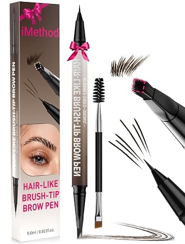 iMethod Eyebrow Pen - Eyebrow Pencil,2-in-1 Eyeliner Dual-Ended Microblading Eyebrow Pencil Long Lasting Waterproof Hair-Like Brow Pencil,with Eyebrow Brush,Eyebrow Pencils for Women,BlackBrown - Image 1