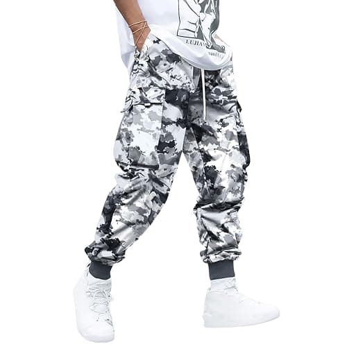 Men Techwear Cargo Joggers Flap Pocket Elastic Drawstring Waist Pants - Image 1