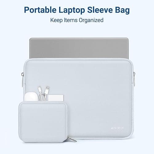 MOSISO Laptop Case 13.3 inch, 13-13.3 inch Laptop Sleeve with Small Case | Compatible with MacBook Air/Pro 13/Pro 14 M5 M4 M3 M2 M1, HP Dell ASUS Lenovo, Neoprene Computer Sleeve Bag, Baby Blue thumbnail 2