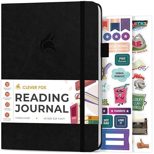 Clever Fox Reading Journal – Book Review Log – Gift Accessories for Reading Lover – Book Journal for Kids & Adults – A5, 5.8”x8.3” (Black) - Image 1