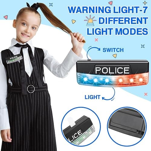 IVENRXIU Police Toys, Police Pretend Play Toys for Dress Up, Role Play Set with Police Accessories, Handcuffs, Warning Light, Police Badge, Birthday Halloween Christmas Gifts thumbnail 3
