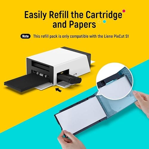 Liene Sticker Paper & Cartridge (Enhanced Adhesion Version) - Includes 2 Ink Cartridge Refills & 72 Sheets of 4x7" Printable Sticker Paper, Dye Sublimation, Compatible Only with Liene PixCut S1 thumbnail 2