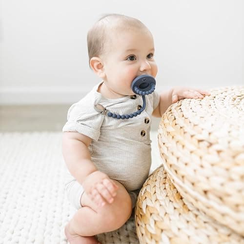 Ryan & Rose Cutie PAT All-in-One Pacifier and Teether Massaging Teething Ring and Hideaway Binky for Growing Babies (Prep (3 Pack), Flat) thumbnail 2