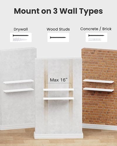 AMADA HOMEFURNISHING Floating Shelves Large, 24 x 7 Inch Wall Shelves for Bathroom, Bedroom, Kitchen, Shelves for Wall Decor Set of 2, White - AMFS06 thumbnail 8