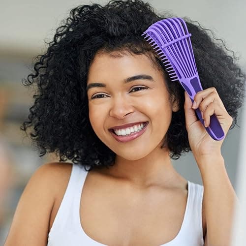 Hair Brush,Detangle Hair Brush, Detangler Brush for Women Men Adults Kids Afro American Type 3a-4c, Detangling Nylon Bristle Brush for Kinky Curly Coily Wavy Wet and Dry Hair,Purple thumbnail 5