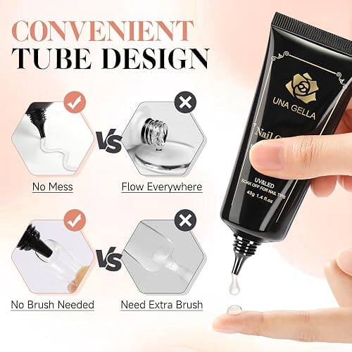 UNA GELLA Gel Nail Glue, Solid Nails Gl ue Gel 40ml Lamp Curing Needed Soak Off G LUE Strong Nail G LUE G el for Acrylic Fake Nails Tips Extension Press On Nails for Gelly Tips thumbnail 4