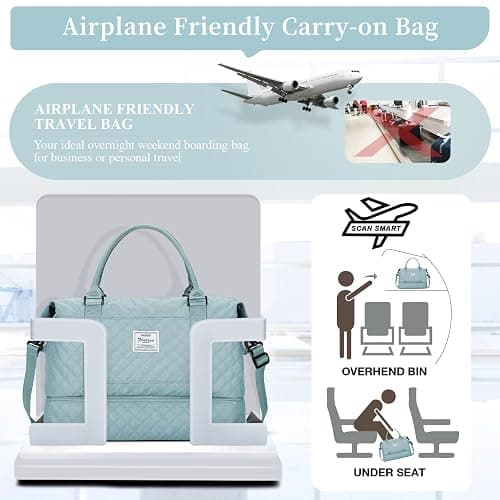 Weekender Bags for Women, Carry on Overnight Weekend Travel Duffel Bag with Shoes Compartment &Toiletry Bag, Personal Item Bag for Travel Business Trips Sport Hospital thumbnail 9
