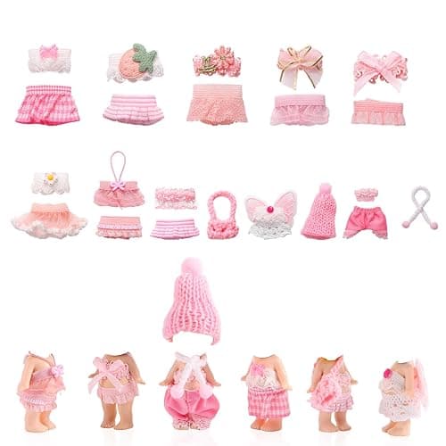 10 Sets Doll Outfits for 3 Inch/7.5-8cm Doll Pack, Mini Toys Clothes Pack with Tops & Skirts & Accessories Mini Figure Costume Clothing for Collector Display and Decoration - Image 1