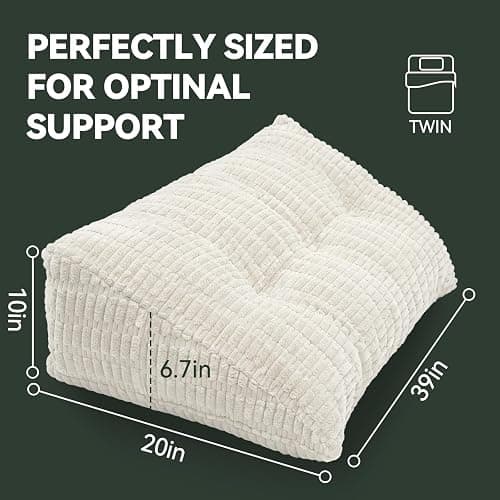 LUISOF Headboard Pillow Twin Triangular Bed Wedge Pillow for Headboard, Head Board Backrest Pillow for Daybeds Dorm and Bunk Beds with Removable Cover Beige thumbnail 2