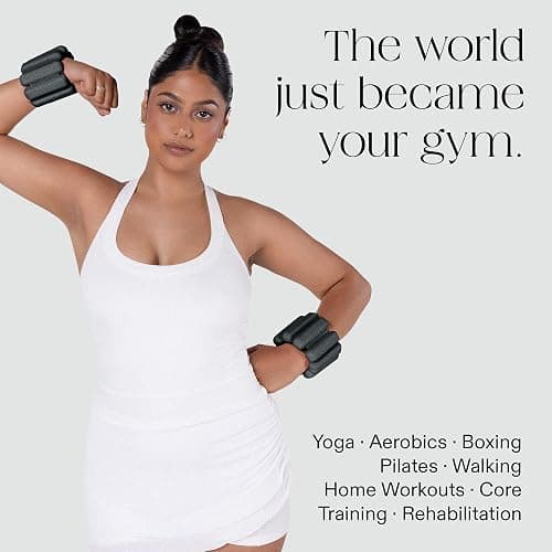 Bala Bangles Wrist & Ankle Weights for Women & Men - Adjustable Weighted Bands - Soft Silicone Arm & Leg Weights for Pilates, Yoga, Walking, Barre, Home Workout & Strength Training Exercise thumbnail 3