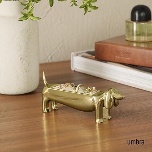 Umbra Dachsie Ring Holder - Gift for Weiner Dog Dachshund Doxie Lover - Jewelry Storage, Brass thumbnail 2