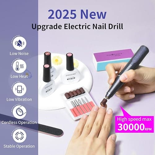 JODSONE Controllable Speed Portable Nail Drill Professional Electric 30000RPM Home Salon Polishing Manicure Nail Drill thumbnail 3
