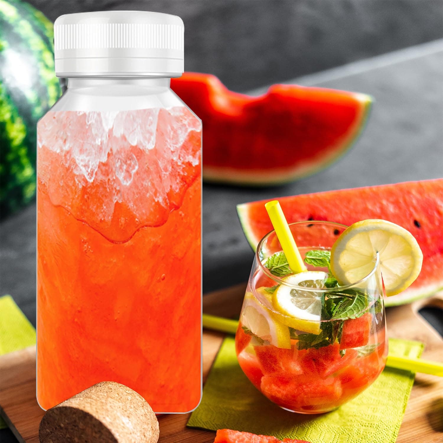 8 Pcs 8 Oz Juice Bottles Plastic Mini Fridge Bottles, Leak Proof, Beverage Containers for Juice, Smoothie, Milk, White Lid thumbnail 4