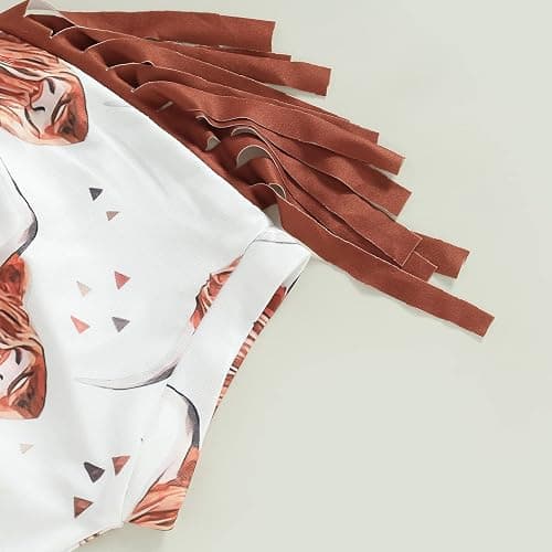 Fernvia Western Toddler Baby Girl Clothes Letter Short Sleeve T-Shirt Top + Tassel Shorts Outfits + Headband 3Pcs Set thumbnail 7