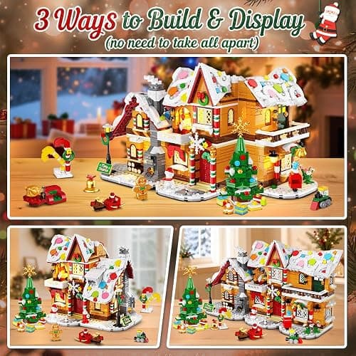 3-in-1 Advent Calendar 2026 Gingerbread House Mini Building Set with Lights | 24 Days Christmas Countdown Mini Village Building Block Kit with Xmas Tree, Holiday Gift for Adults Kids Girls Boys Ages 10+ thumbnail 4