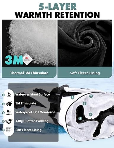 Hikenture Snow Gloves for Men&Women, 3M Thinsulate Waterproof Skiing Gloves with Pocket and Touchscreen Functionality thumbnail 2