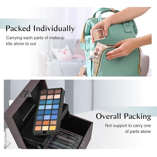 Color Nymph Makeup Kit for Teen Girls Full Makeup Set with Train Case Green | Full Makeup Kit for Teen Girls, 17pcs Makeup Set, Green Makeup Train Case, Eyeshadow,Mirror,Cosmetic Tool,Detachable to Carry thumbnail 3