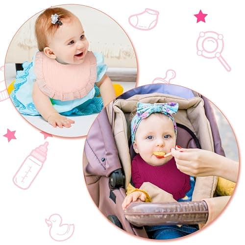 Seematn 10 Pcs Baby Muslin Bibs Drool Bibs Bandana Ruffle Soft Cotton for Newborn Baby Infants Girl Teething Toddlers Boy(Retro Colors) thumbnail 6