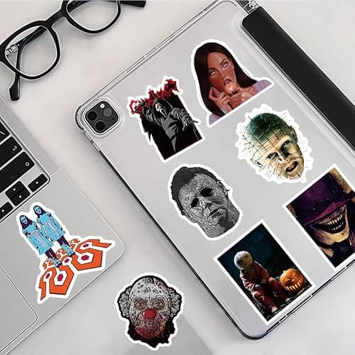 200 PCS Horror Stickers, Horror Movies Stickers, Waterproof Vinyl Scary Movie Spooky Party Decorations Halloween Gifts Sticker for Laptop Water Bottle Bumper Helmet Journal Phone thumbnail 7