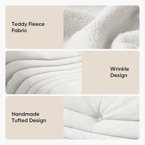 Bean Bag Chair for Adults, Fireside Togo Chair, BeanBag Chairs for Teens with High-Resilience Memory Foam, Non-Slip Base Compressed Floor Lounge Sofa for Living Room, Bedroom, White thumbnail 6