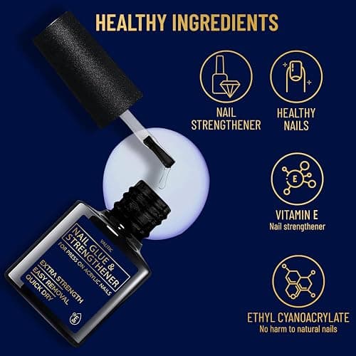 Valitic Strong Nail Glue and Strengthener - Quick Dry Brush On Gel for Long Lasting Nails - Adhesive Bond for False Nails - Strengthener for Nail Tips - 1 PACK thumbnail 4