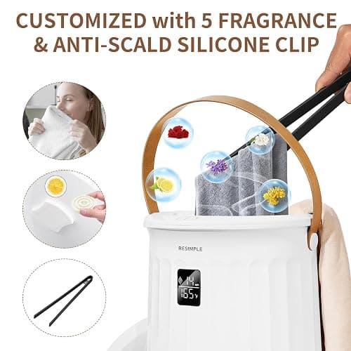RESIMPLE Hot Towel Warmer for Bathroom Luxury Bucket Towel Heater, 20L Large Capacity Spa Blankets Warmers, Safety Lock Design, 5 Fragrance Discs, Auto Shut Off, Fit up to Two 40"X70" Oversized Towels thumbnail 6