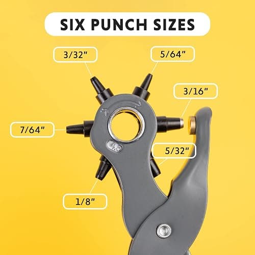 General Tools Leather Hole Punch Tool - 6 Multi-Hole Sizes for Leather, Rubber, & Plastic - Hobbies & Crafts 8.5 inches thumbnail 3