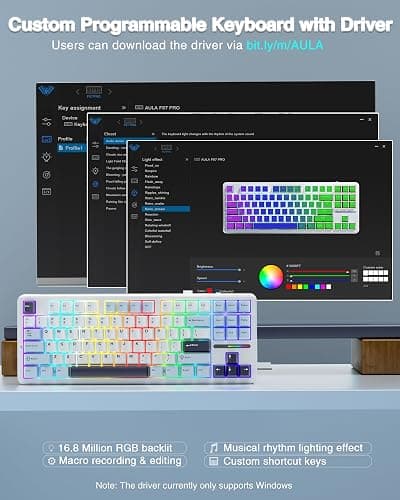AULA F87 Wireless Gaming Keyboard Tri-mode,75% Percent Hot Swappable Custom Keyboards,Five-Layer Padding,Pre-lubed Switches,RGB Backlight,TKL Mechanical Keyboard for PC/Mac (Glacial Blue) thumbnail 6