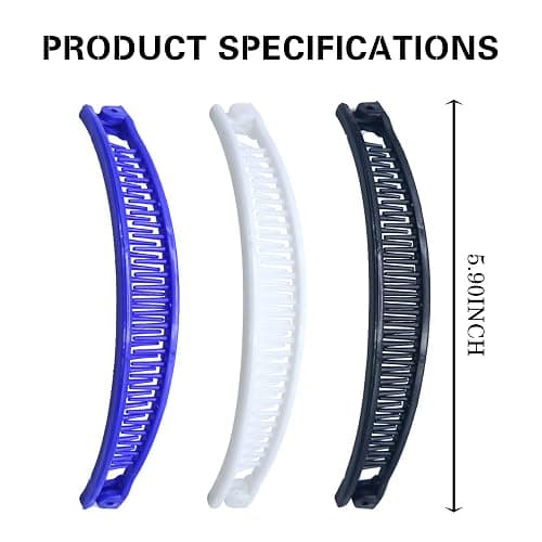 1st Choice 3 Pieces Clincher Combs Banana Combs Banana Clip Grip Comb Fishtail Fish Hair Lady Fish Shape Ponytail Banana Clip Girls Long Women Clamp Accessory thumbnail 3