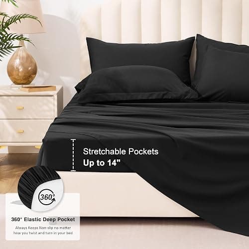 Love's cabin Full Comforter Set Ash Black, 7 Pieces Full Bed in a Bag, All Season Bedding Sets with 1 Comforter, 1 Flat Sheet, 1 Fitted Sheet, 2 Pillowcase and 2 Pillow Sham thumbnail 6