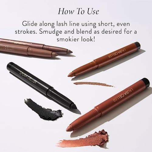 LAURA GELLER NEW YORK Kajal Longwear Kohl Eyeliner Pencil with Caffeine, Smooth & Blendable Makeup, Deep Black thumbnail 6